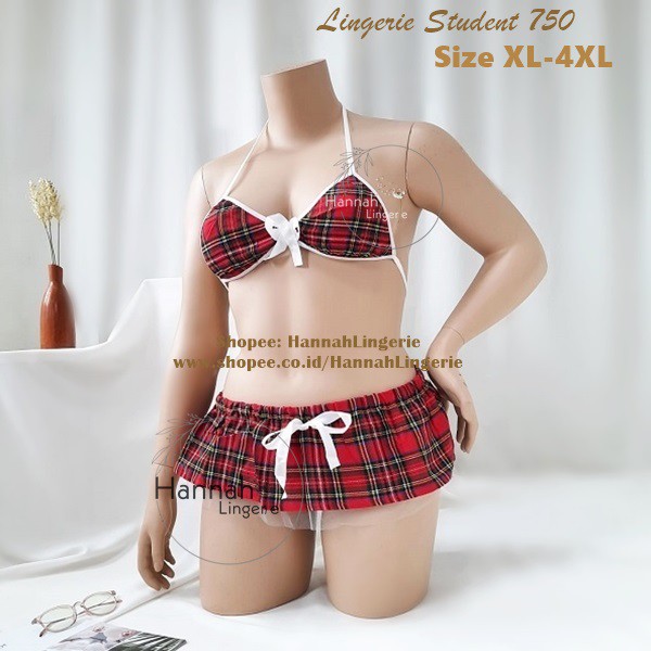 4XL XXXL XXL XL Lingeri Kostum by Hannah Lingerie Cosplay Student Murid Sekolah Costume Siswa Hot Bra Set 750