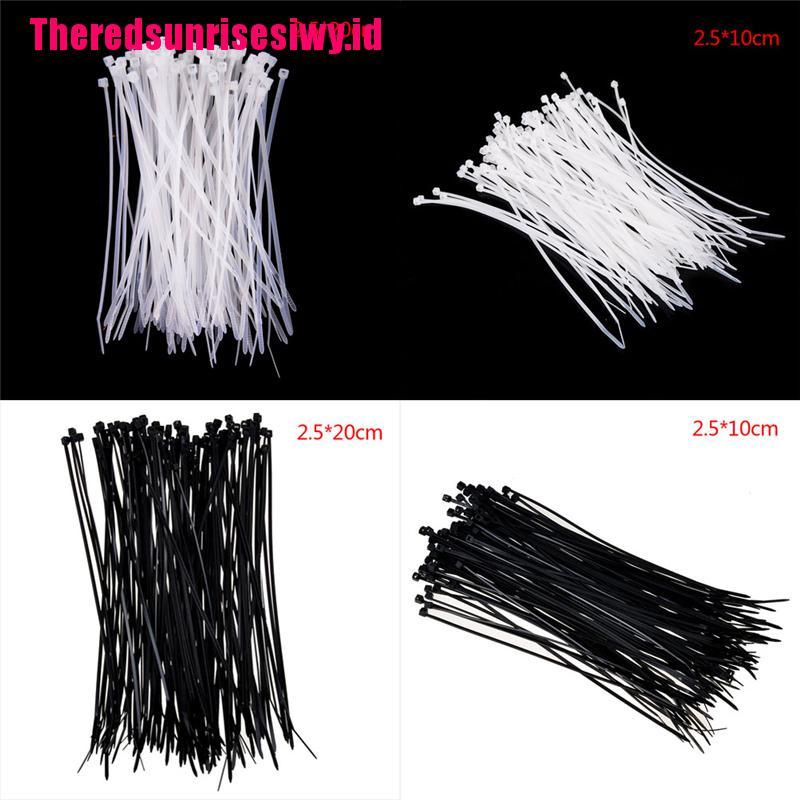 100pcs Tali Pengikat Kabel Bahan Nilon Warna Hitam / Putih