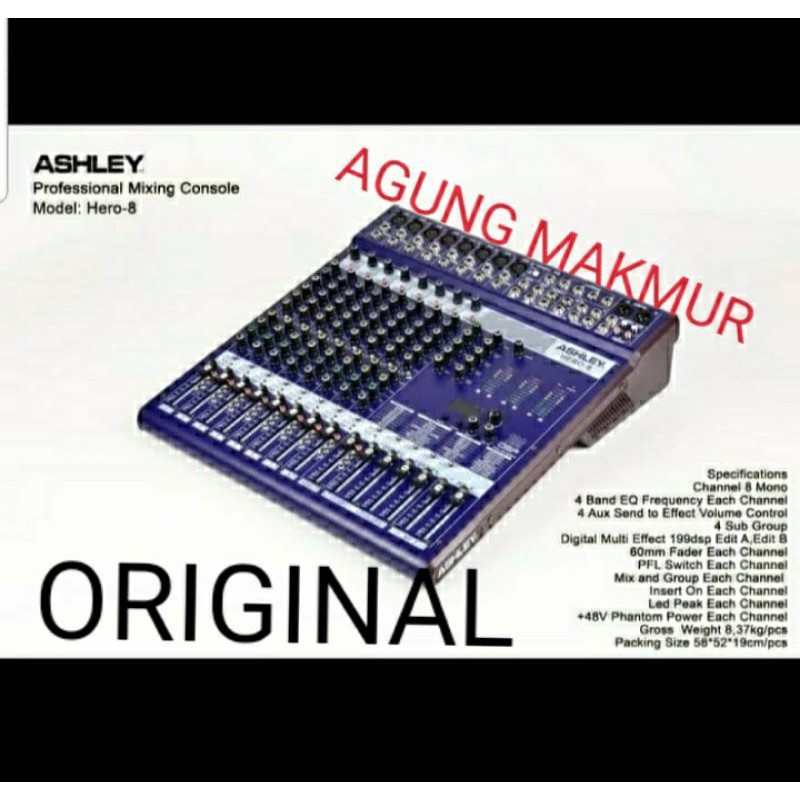 MIXER ASHLEY HERO 8 ORIGINAL 8CHANNEL ASHLEY HERO 8