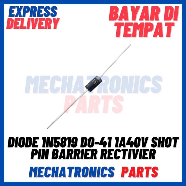 10 buah [SMC-9147] DIODE 1N5819 DO-41 1A40V SHOT PIN BARRIER RECTIVIER