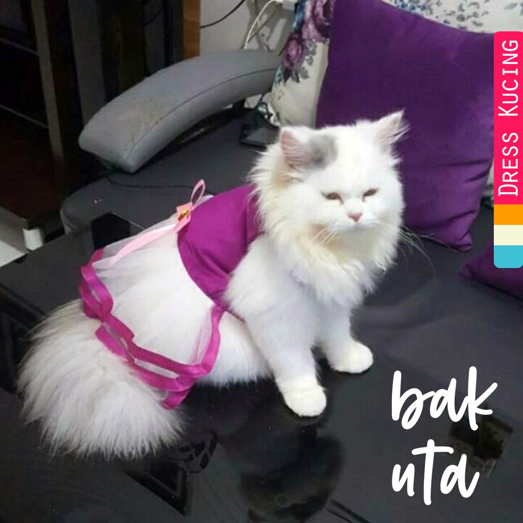 Dress princess ungu untuk kucing anjing / baju kucing anjing size S M L XL