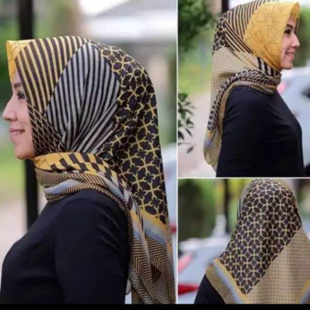 HIJAB SEGI EMPAT DEENAY KW MOTIF INJI KUNING