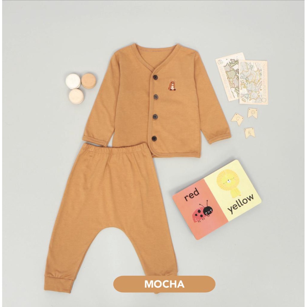 Mooi Long Button Set - Setelan Anak Unisex/Piyama bayi/Baju bayi