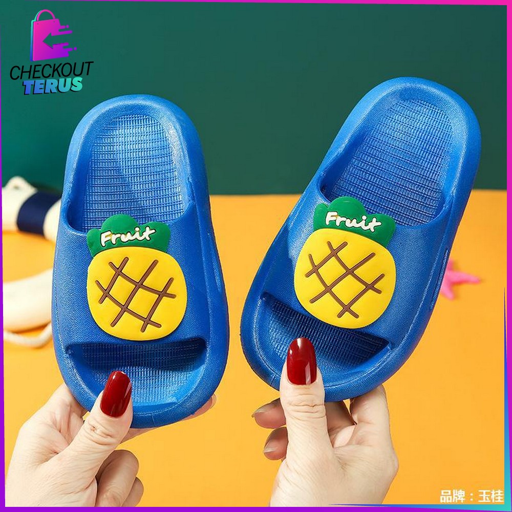 CT S43 Sandal Anak Slip On Motif Buah Selop Karakter Lucu Sendal Anak Perempuan Laki Laki Slippers Kids Cute Baby Import