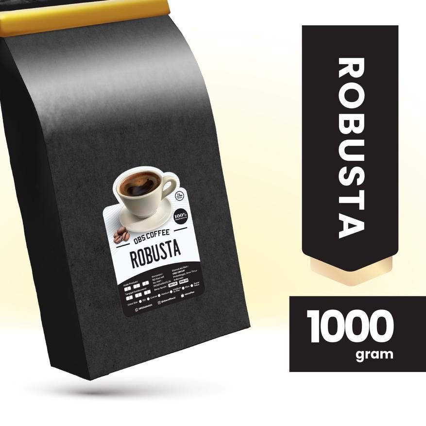 

RE⚡TOCK! [ORIGINAL] KOPI ROBUSTA 1 KG BIJI/BUBUK | Roasted Coffee | OBS Coffee Robusta 1kg paling murah