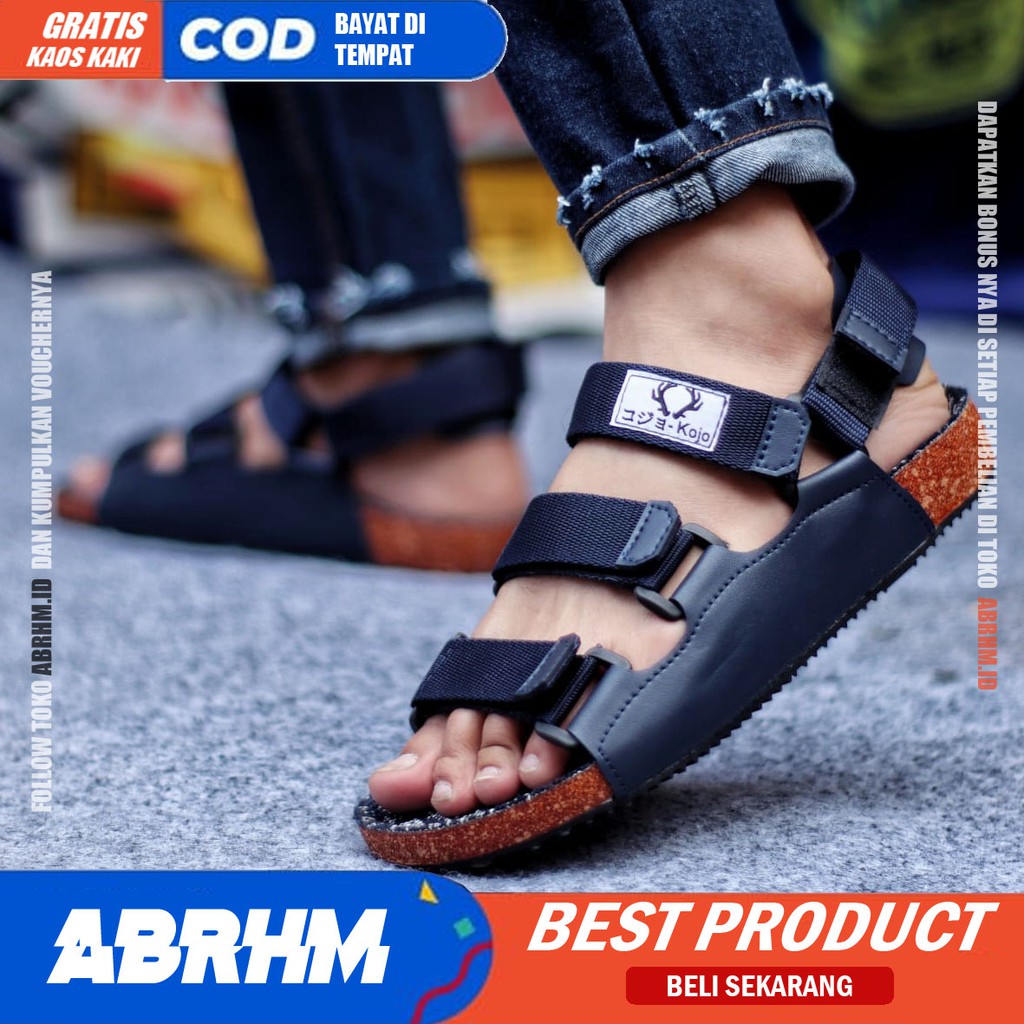 ABRHM - SANDAL PRIA SLIDE SANTAI KASUAL SEMI KULIT KJ001