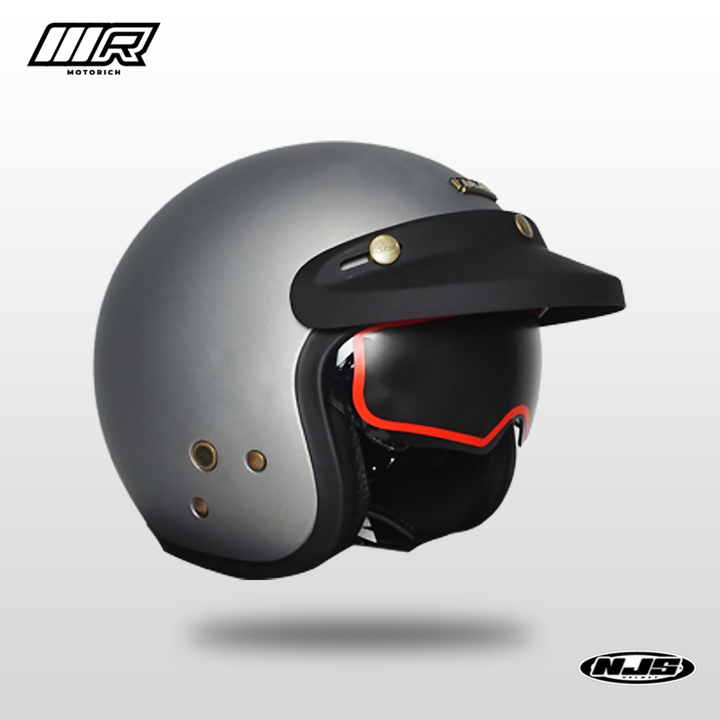 MOTORICH Helm NJS NX-2 Silver Doff Helm Retro Half Face