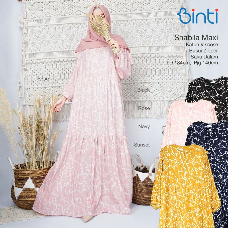 shabila baju gamis jumbo ld 134cm upto xxxxl ori binti