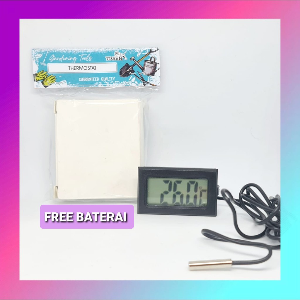 THERMOMETER DIGITAL WITH PROBE WATERPROOF untuk aquarium hidroponik freezer incubator alat ukur suhu