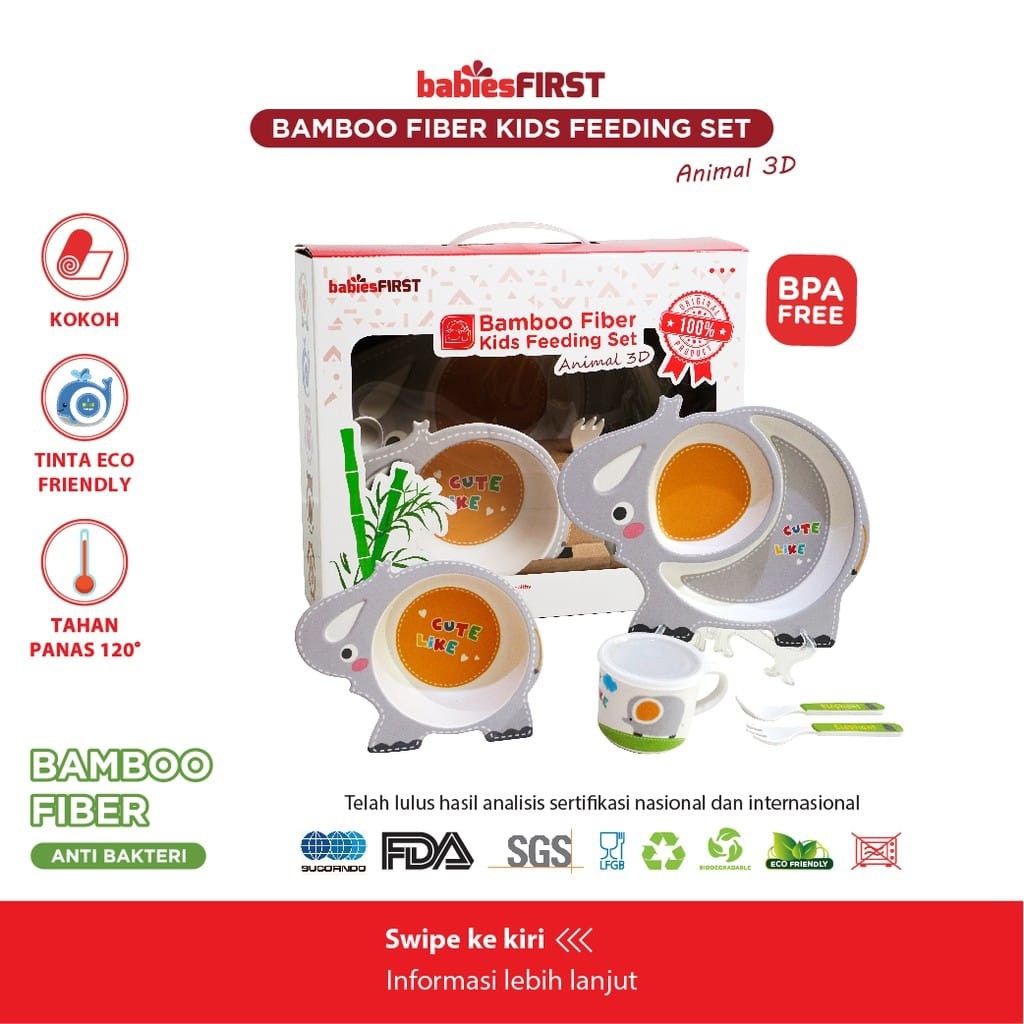 BabiesFirst Bamboo Feeding Set Animal 3D / Feeding Set Baby / Peralatan Makan Bayi Set Lucu