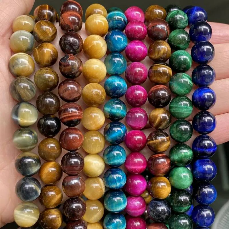 Batu Alam Tiger Eye Beads Bahan Gelang Batu Tiger Eye Manik Manik Craft Manik Batu Mata Harimau