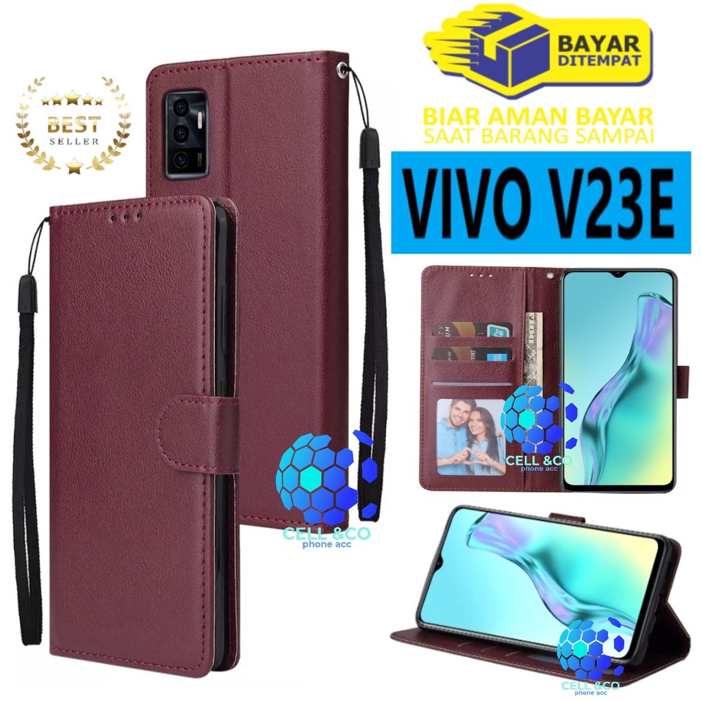 NEW VIVO V23E CASE FLIP LEATHER WALLET PREMIUM FLIP CASE BUKA TUTUP KESING HP CASING FLIP CASE WALLET