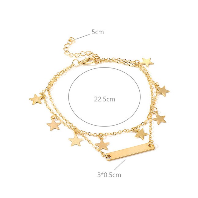 LRC Gelang Kaki Fashion Gold Star Anklet F58392