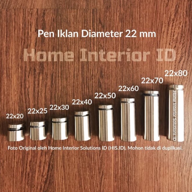 

Pen Iklan 22 x 60 mm Stainless Steel - Baut Akrilik - Pen Reklame