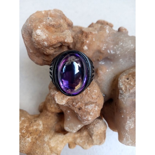 Cincin Pria Batu Akik Kecubung Kalimantan Ring Tanam Mewah