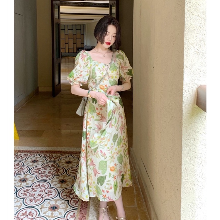 Dress Korea Vintage Sania Midi Dress Wanita Korean Style Dress Pesta Kondangan Kpop Outfit Kekinian 