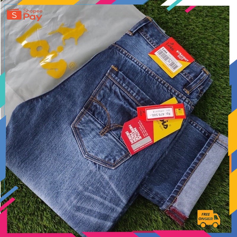 OVERSIZE SLIM FIT KOREAN / Celana Jeans Lois Original Pria 28 34 Panjang Terbaru - Jins Lois Cowok Asli 100% Premium