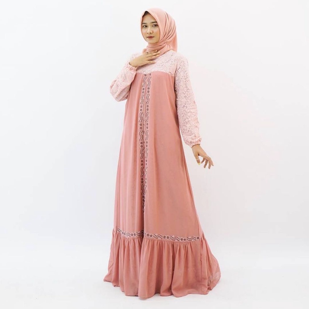 Gamis Outer Brokat Korea Mix Ceruty Premium