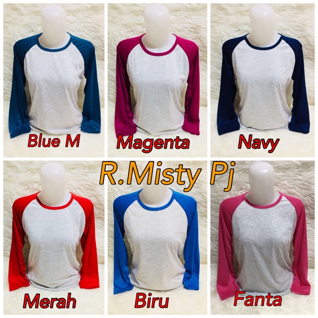 Kaos Raglan 3/4 dan Panjang Polos / atasan wanita bestseller murah