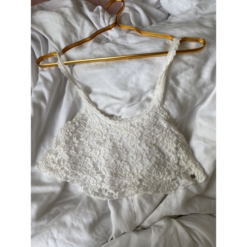 Abercrombie & Fitch Bohemian White Rose Floral Crop Top
