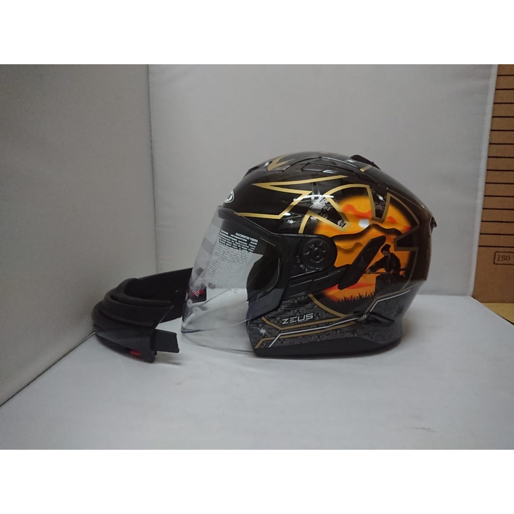 Helm Zeus ZS-613C Black/AJ20 Orange + Chinbar New
