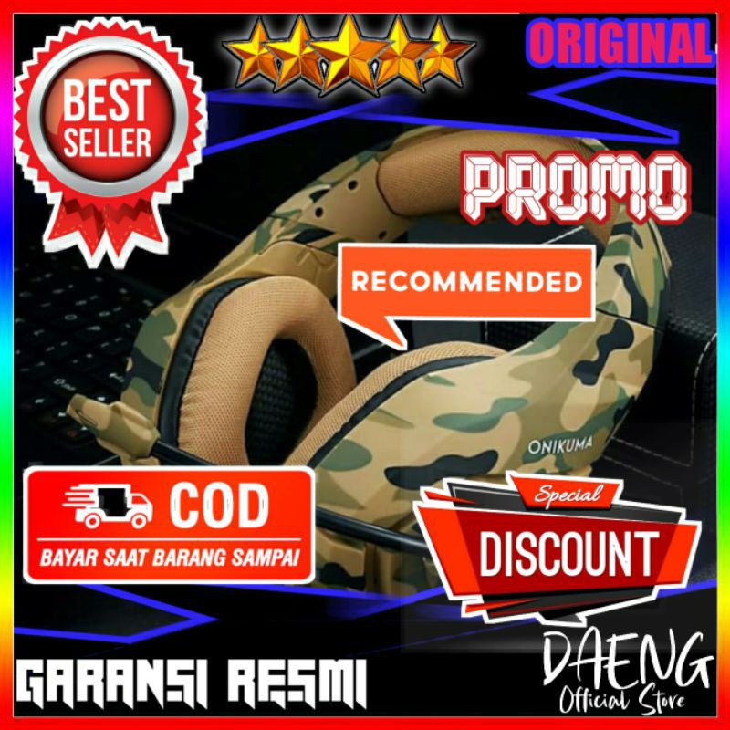 ONIKUMA Gaming Headset Super Bass  Microphone K1-B Headset Gaming Headset Hedset Heandphone Murah