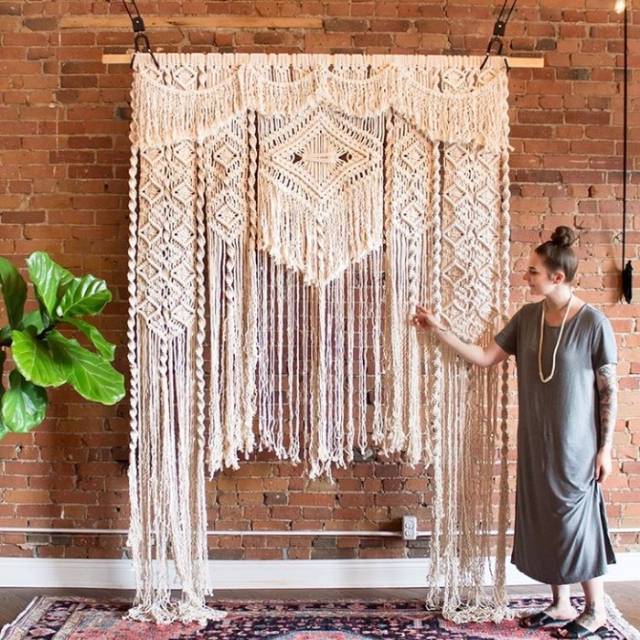 Tirai macrame rajut dekor