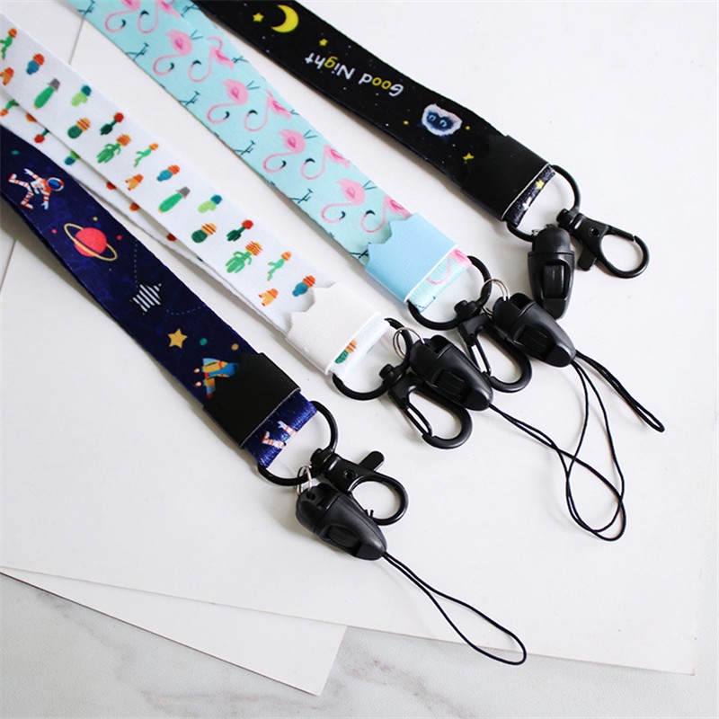 {LUCKID}long cactus flamingo detachable mobile phone card neck hanging lanyard straps rope band