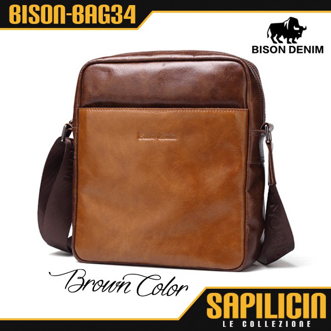 Tas Selempang Kulit Pria Bison Denim Retro Shoulder Bag (BISON-BAG34)
