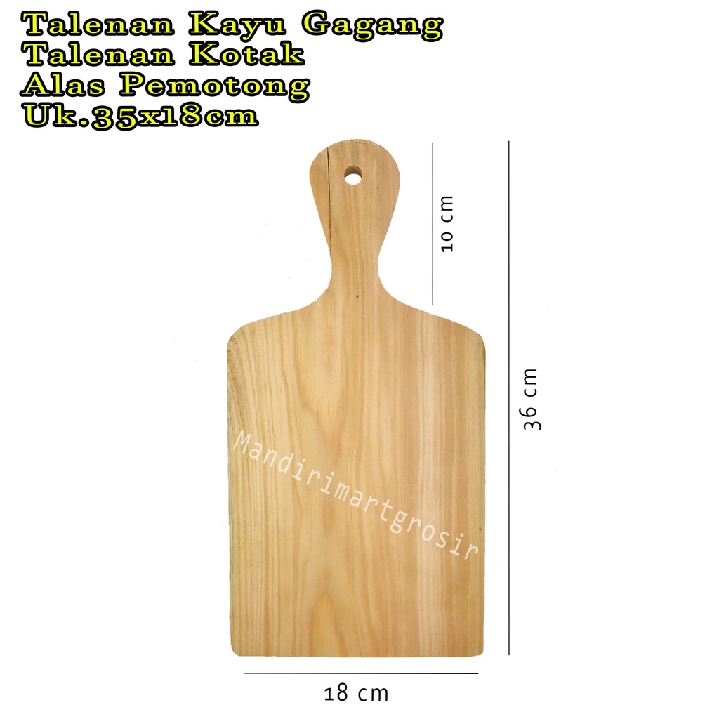 Talenan Kotak *Talenan Kayu Gagang * Alas Pemotong * Uk.35x18cm