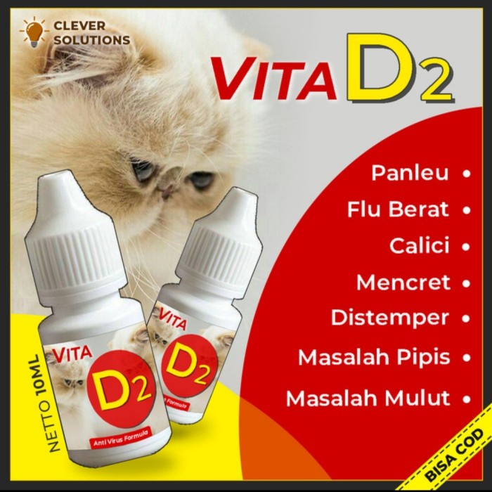 VITA D2 - Obat Virus Kucing Flu Berat Panleu Calici 10 ML CLEVER SOLUTION