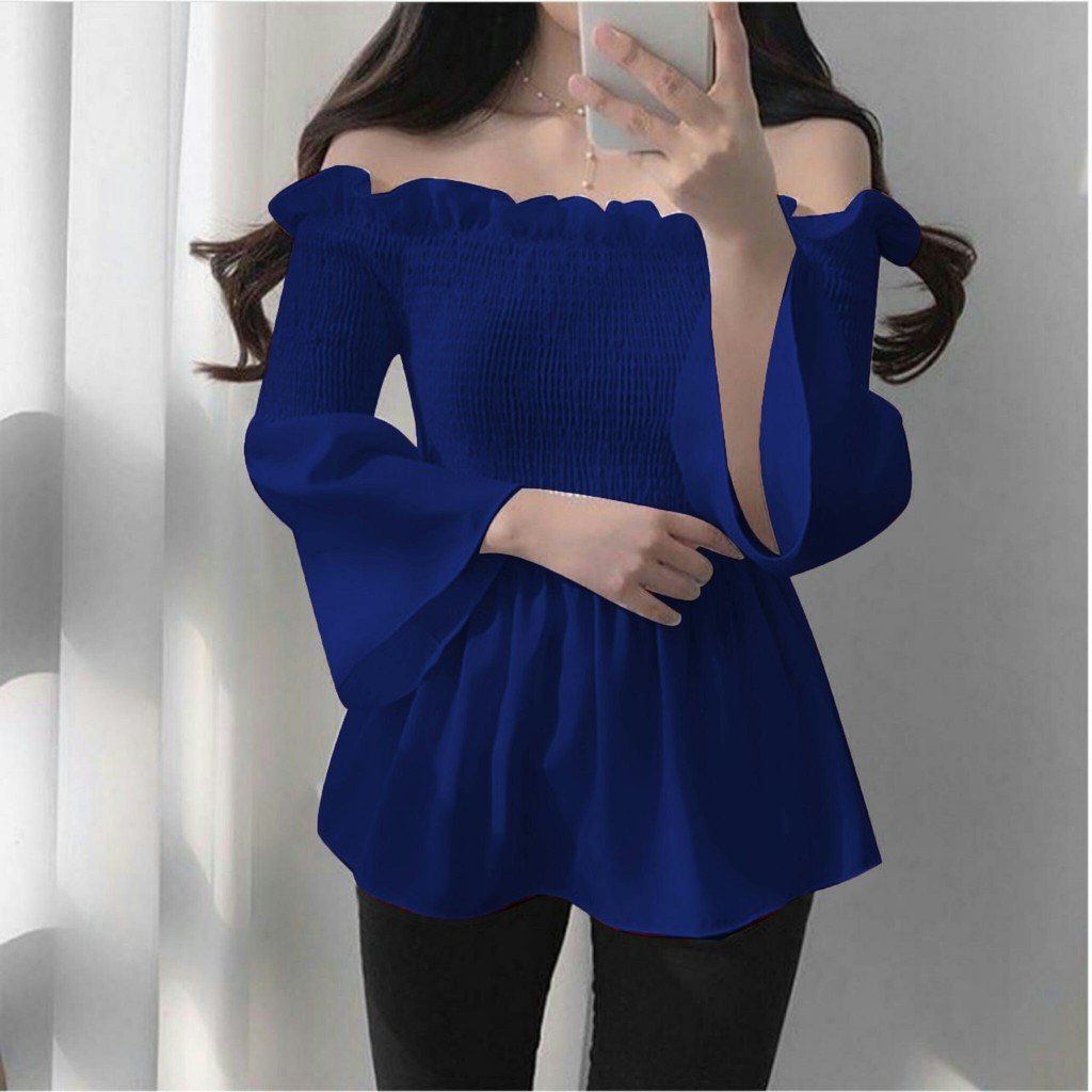 FWG - SMOKED SABRI TOP / ATASAN WANITA / BAJU ATASAN WANITA MURAH / BLOUSE / BLUS KOREA