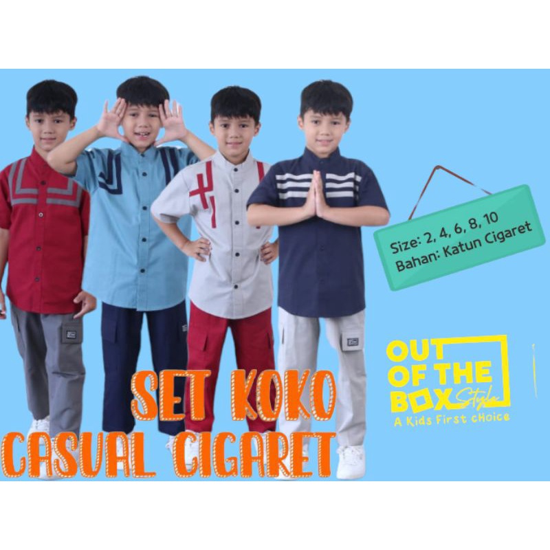 Baju Koko Muslim Anak Ootb Set Celana Cigaret