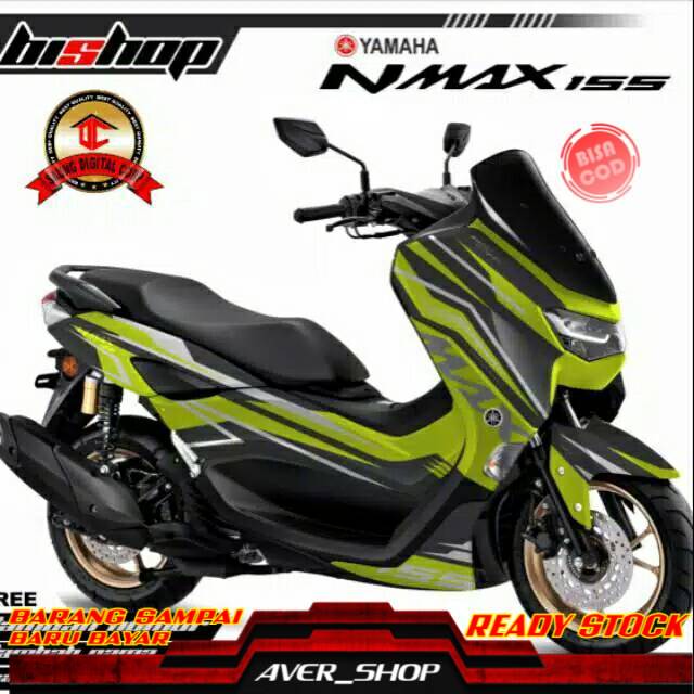 Decal new nmax 2020 full body Striping motor new nmax motif hijau stabilo list hitam Sticker motor