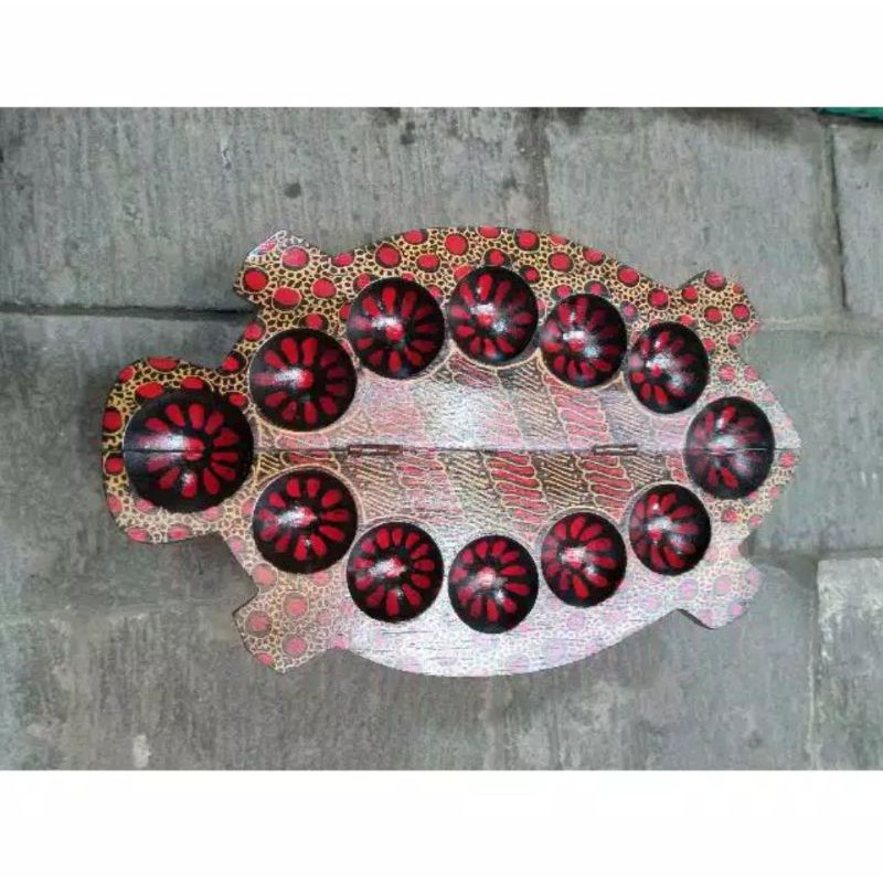 CONGKLAK DAKON KAYU BATIK MODEL KURA-KURA FREE ISI KERANG 50 PCS - MAINAN ANAK TRADISIONAL EDUKATIF