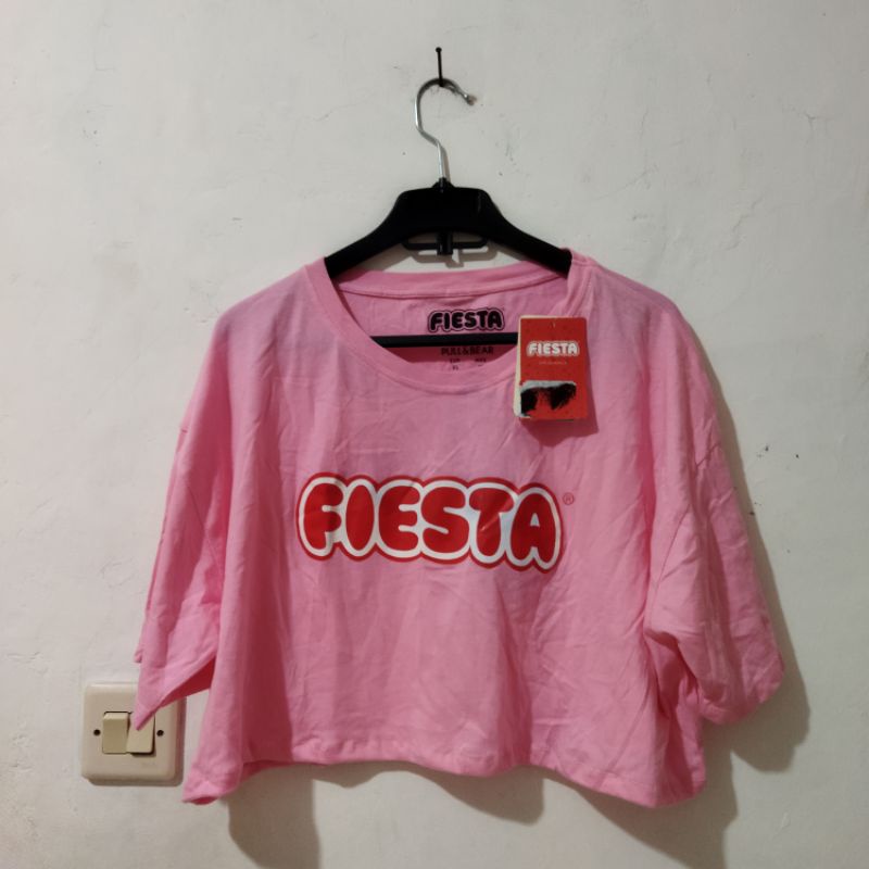 PULL&BEAR PULL N BEAR KAOS WANITA CROP FIESTA ORIGINAL 100%