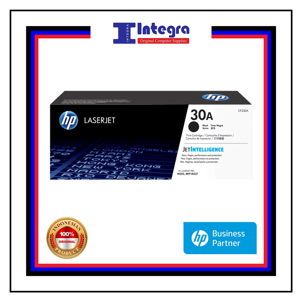 Toner HP 30A | 30 A Black Original LaserJet Cartridge - CF230A - Printer HP M203D M203DN M227SDN M227FDN M227FDW