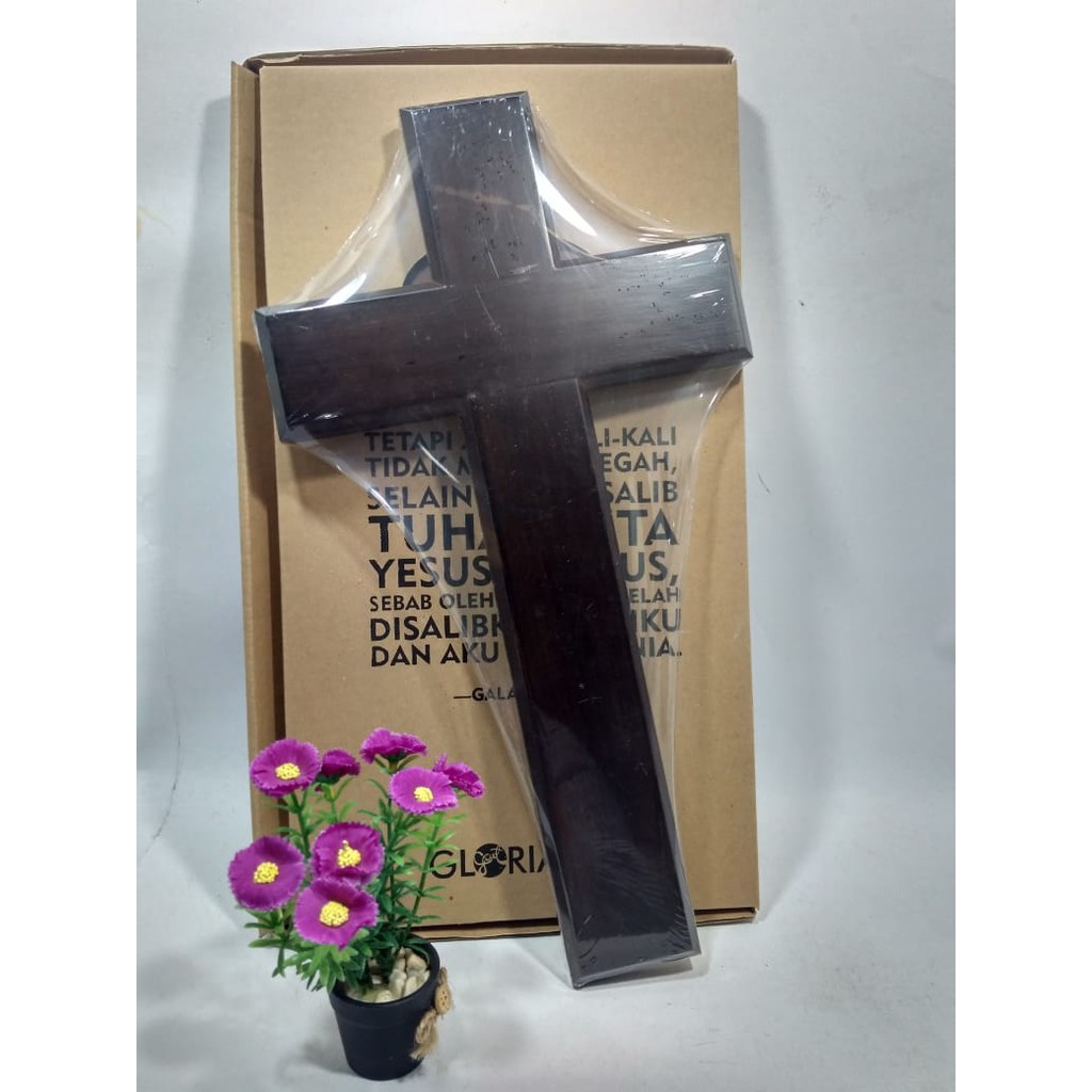 

Salib Lebar Kayu Merbau Hitam 22x40+kardus