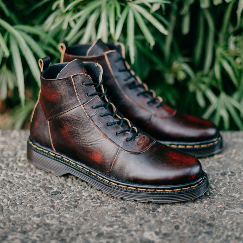 SVEND 0.2 MAROON |FORIND x Greata| Sepatu Vintage Klasik High Klasik Pria/Men Boot Original Footwear