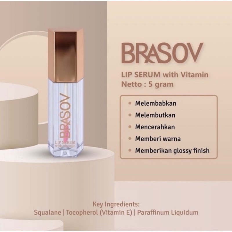 BRASOV Lip Serum with Vitamin Pelembab Bibir 5 GR Perona Bibir Sehat Alami LipSerum Colour Glossy BPOM XX-CT-BR