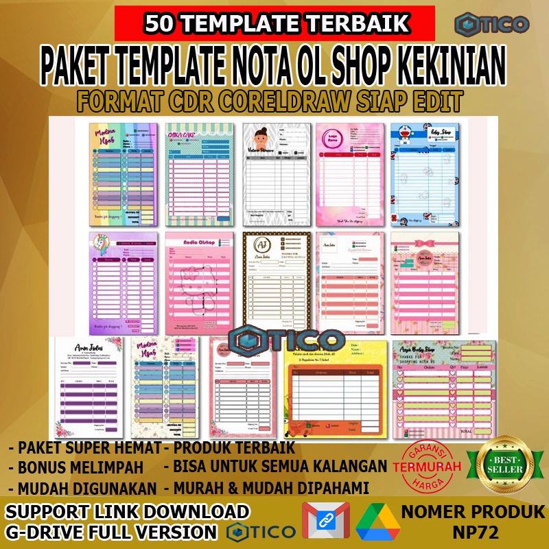 Paket Template Nota OLSHOP Terkini Semua Model Usaha Siap Edit CDR Usaha Percetakan Termurah Terlaris