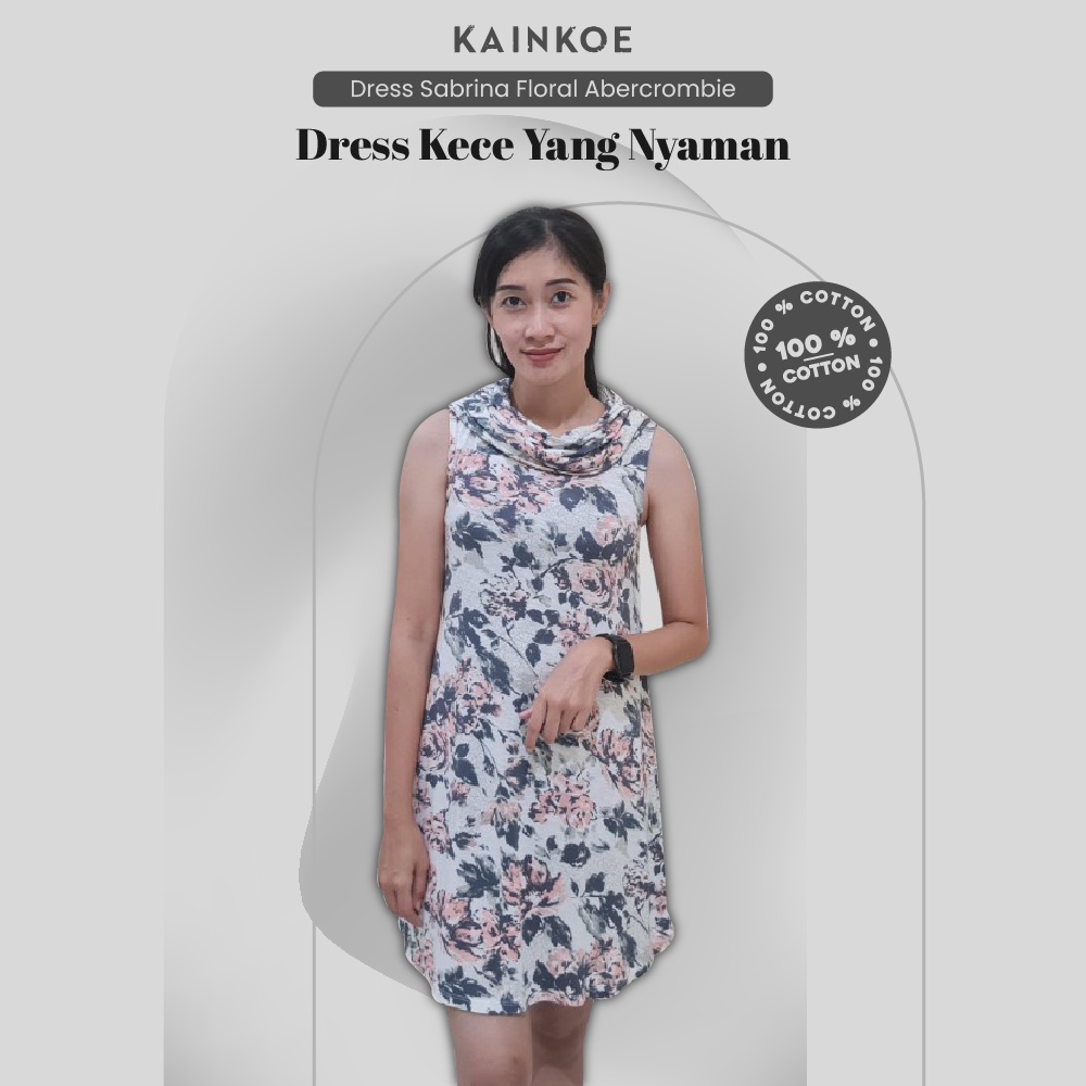 Abercrombie Sabrina Floral Tunik Dress Pendek Motif Bunga Wanita Lengan Lekbong Termurah By Kainkoe