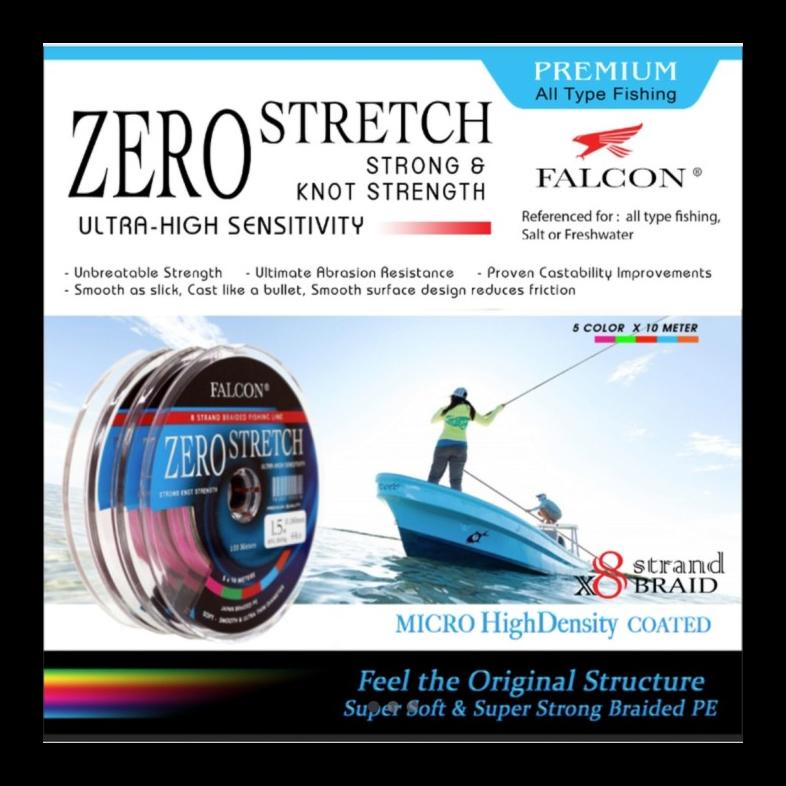 TERBARU SENAR PE X8 FALCON ZERO STRETCH BRAIDED PE ALAT PANCING MURAH TERLENGKAP AL3