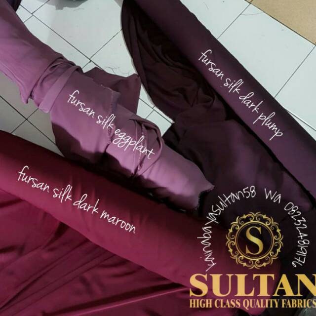 Kain abaya Fursan silk Eggplant, dark plum kainabayasultan kain sultan