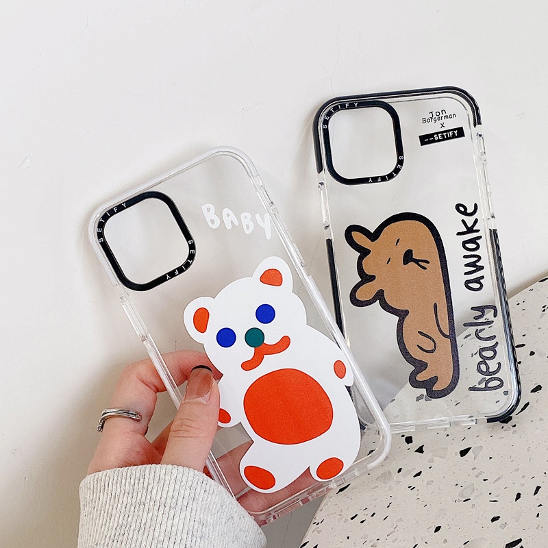 Casing Soft Case Motif Kartun Beruang Untuk iPhone 11 / 12 / 13 Pro Max / 7 / 8 + / X / XR / Xs Max