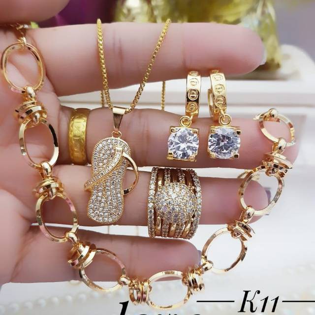 Xuping set perhiasan dewasa lapis emas 24K 2323