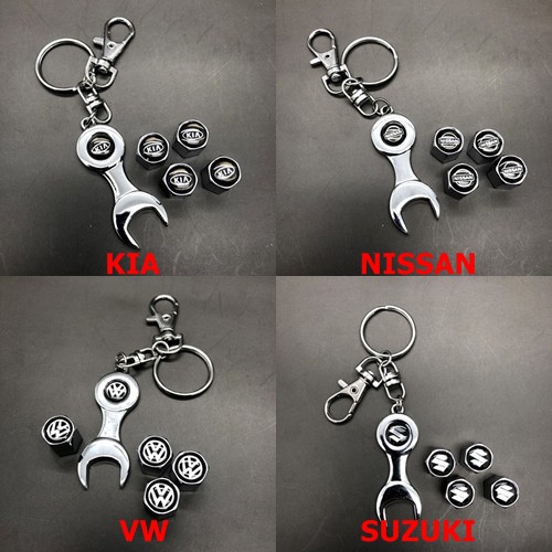 2 in 1set Gantungan Kunci Pentil Ban Mobil Stainless Keychain HONDA TOYOTA KIA NISSAN SUZUKI VW FORD