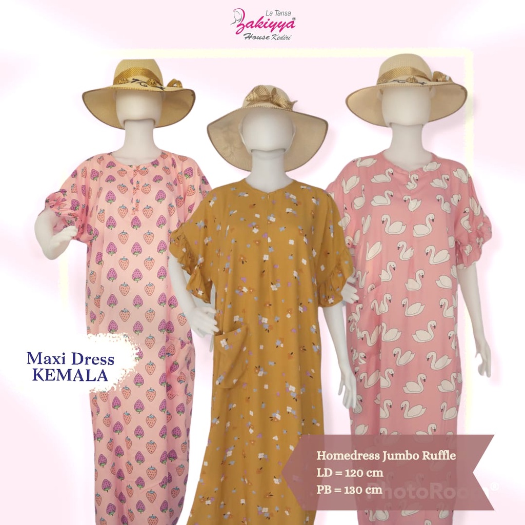 MAXI DRESS KEMALA I homedress jumbo nyaman I daster rumah I daster motif I daster ibu menyusui I das