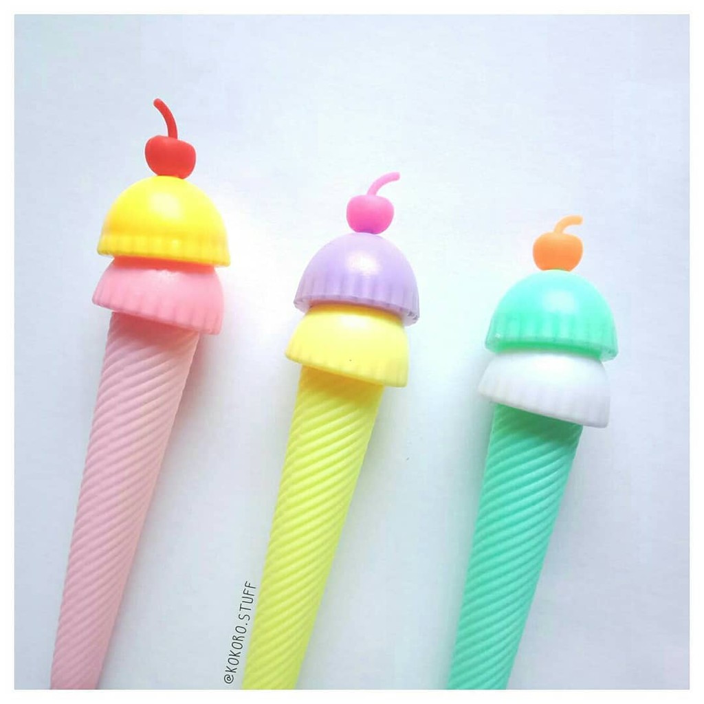

Double Scoop Ice Cream Gel Ink Pen | Pulpen Karakter | Alat Tulis | Kokoro Stuff