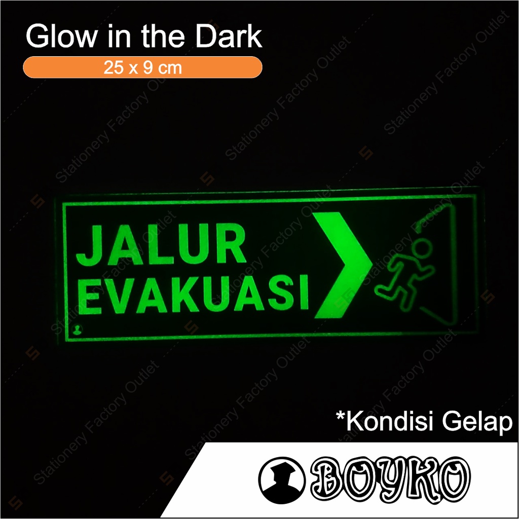 

Akrilik Jalur Evakuasi - Glow in The Dark - Acrylic Sign Fosfor Standard 25cm x 9cm